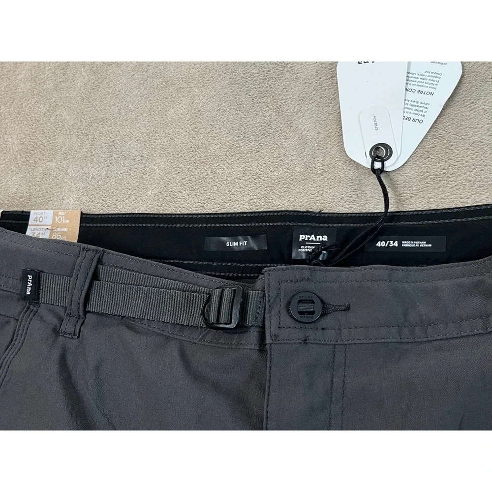 Prana Stretch Zion Slim Pant II Men's 40x34 Dark Iron Tapered Cargo MSRP $95 NEW